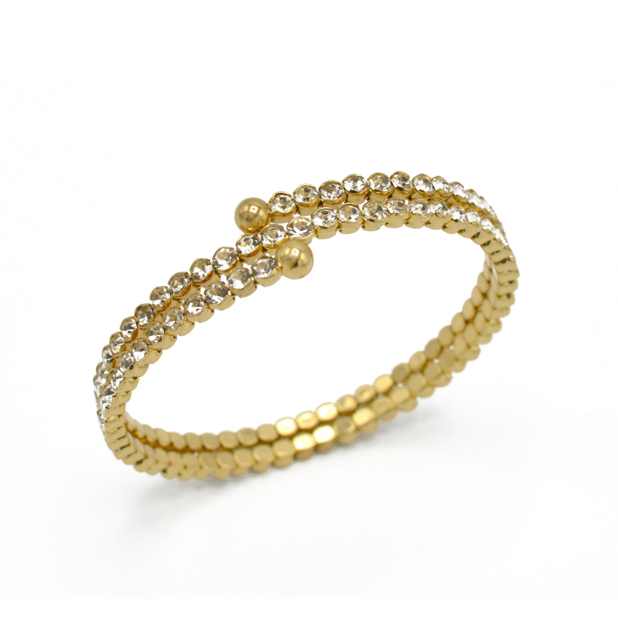 GOLD RHINESTONE CRYSTAL MEMORY WIRE BRACELET #83444CR-G