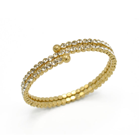 GOLD RHINESTONE CRYSTAL MEMORY WIRE BRACELET #83444CR-G