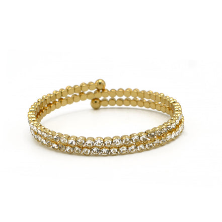 GOLD RHINESTONE CRYSTAL MEMORY WIRE BRACELET #83444CR-G