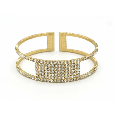 GOLD RHINESTONE CRYSTAL COIL MEMORY WIRE BRACELET#83769CR-G