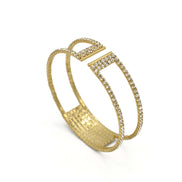 GOLD RHINESTONE CRYSTAL COIL MEMORY WIRE BRACELET#83769CR-G