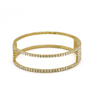 GOLD RHINESTONE CRYSTAL COIL MEMORY WIRE BRACELET#83769CR-G