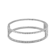 SILVER RHINESTONE CRYSTAL COIL MEMORY WIRE BRACELET #83769CR-S