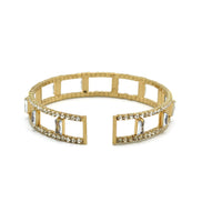 GOLD RHINESTONE CRYSTAL MEMORY COIL WIRE BRACELET #83788CR-G(Q-Line)