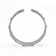 SILVER RHINESTONE CRYSTAL MEMORY COIL WIRE BRACELET #83788CR-S(Q-Line)