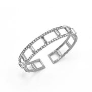 SILVER RHINESTONE CRYSTAL MEMORY COIL WIRE BRACELET #83788CR-S(Q-Line)