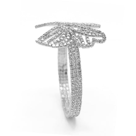 SILVER BUTTERFLY RHINESTONE CRYSTAL MEMORY WIRE BRACELET #83791CR-S