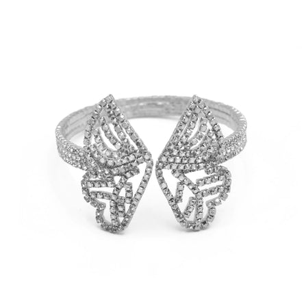 SILVER BUTTERFLY RHINESTONE CRYSTAL MEMORY WIRE BRACELET #83791CR-S