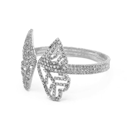 SILVER BUTTERFLY RHINESTONE CRYSTAL MEMORY WIRE BRACELET #83791CR-S