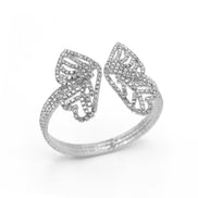 SILVER BUTTERFLY RHINESTONE CRYSTAL MEMORY WIRE BRACELET #83791CR-S