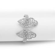 SILVER BUTTERFLY RHINESTONE CRYSTAL MEMORY WIRE BRACELET #83791CR-S