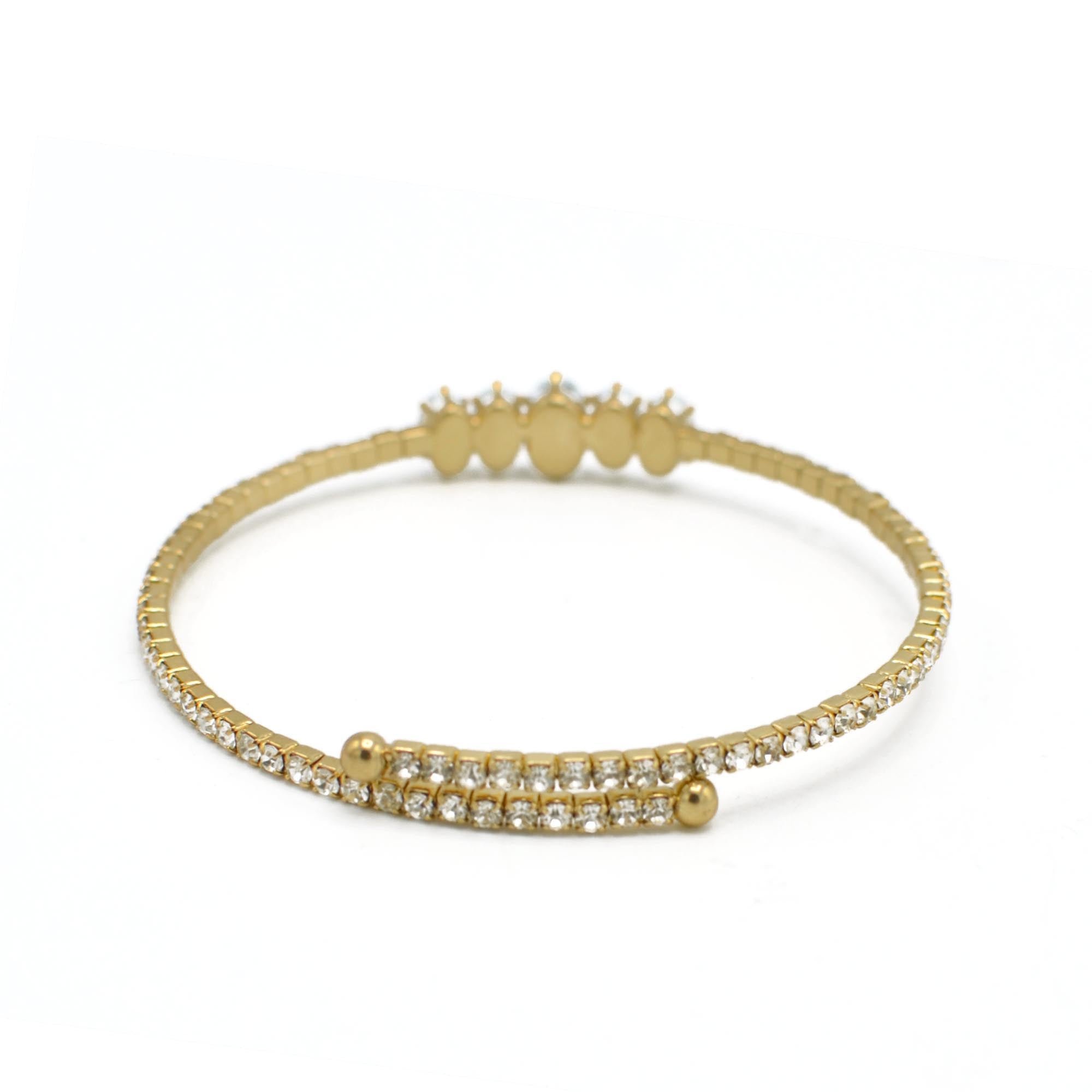 GOLD RHINESTONE CRYSTAL MEMORY WIRE BRACELET #83828CR-G