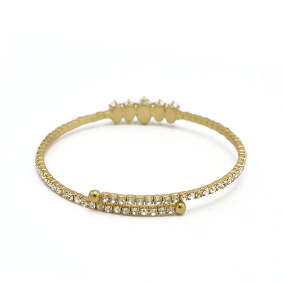 GOLD RHINESTONE CRYSTAL MEMORY WIRE BRACELET #83828CR-G