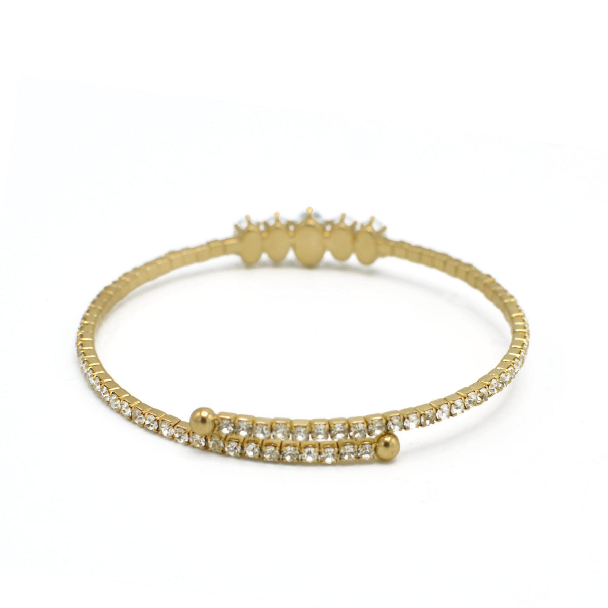 GOLD RHINESTONE CRYSTAL MEMORY WIRE BRACELET #83828CR-G