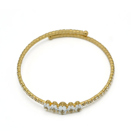 GOLD RHINESTONE CRYSTAL MEMORY WIRE BRACELET #83828CR-G
