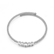 SILVER RHINESTONE CRYSTAL MEMORY WIRE BRACELET#83828CR-S(R-LINE)