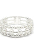 SILVER WHITE PEARL AND CRYSTAL MEMORY WIRE STRETCH BRACELET# 83831WH-S