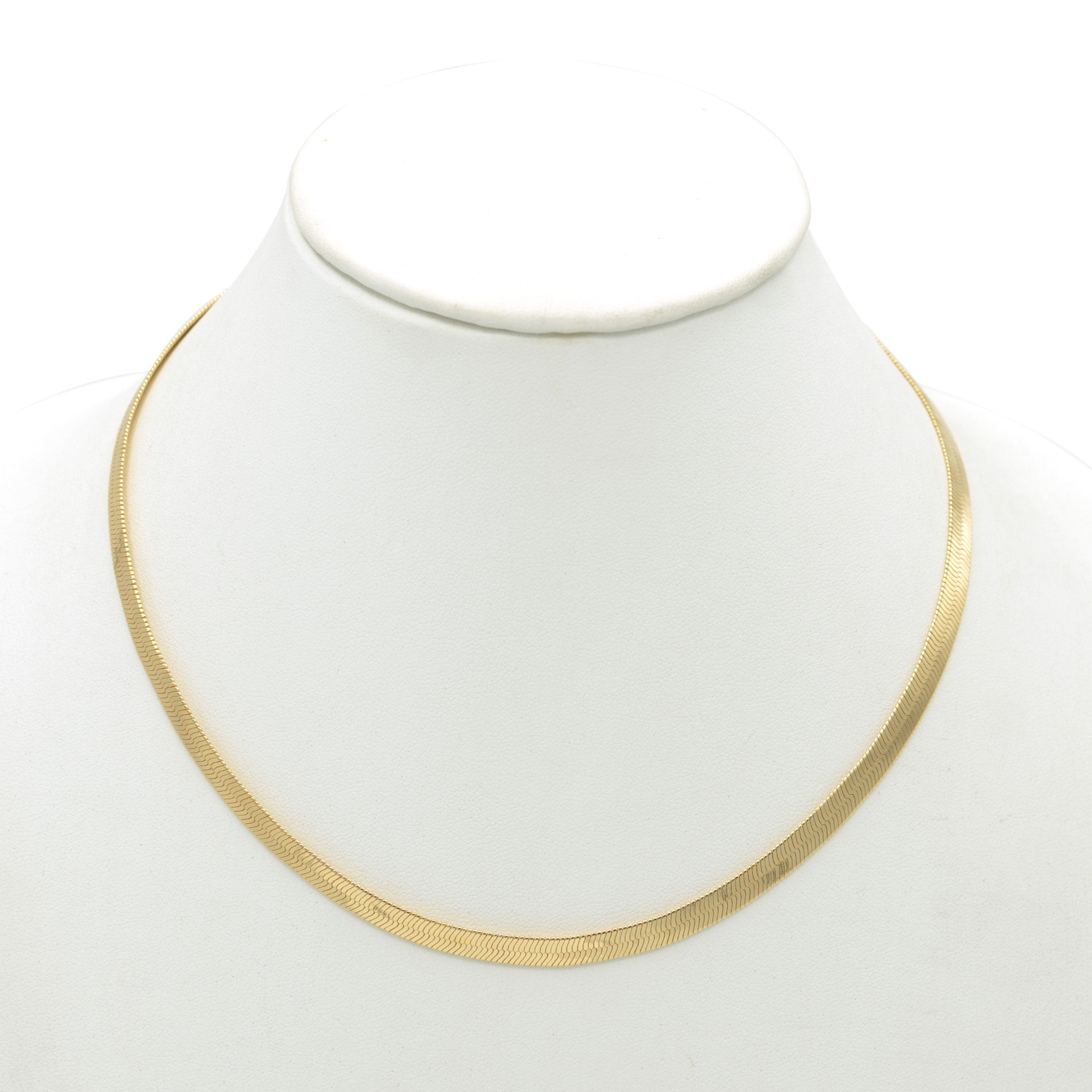 GOLD FLAT SNAKE CHAIN NECKLACE # HNN90674GD(OB21)