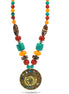 MULTI-COLOR BEAD GOLD ROUND PENDANT NECKLACE #FWNK-2202-103