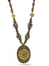 Brown & Gold Beads With Oval Gold Pendant Necklace #FWNK-2202-104