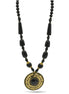 BLACK BEADS WITH ROUND GOLD PENDANT NECKLACE #FWNK-2202-110
