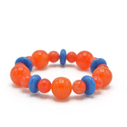 ORANGE & BLUE BEADS MEMORY WIRE STRETCH BRACELET #FWNK-2202-112-BRC