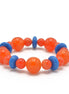 ORANGE & BLUE BEADS MEMORY WIRE STRETCH BRACELET #FWNK-2202-112-BRC