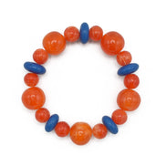 ORANGE & BLUE BEADS MEMORY WIRE STRETCH BRACELET #FWNK-2202-112-BRC