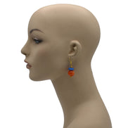 Orange & Blue Beads Drop Earrings #FWNK-2202-112-ER