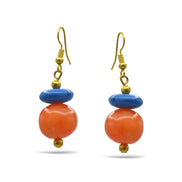 Orange & Blue Beads Drop Earrings #FWNK-2202-112-ER