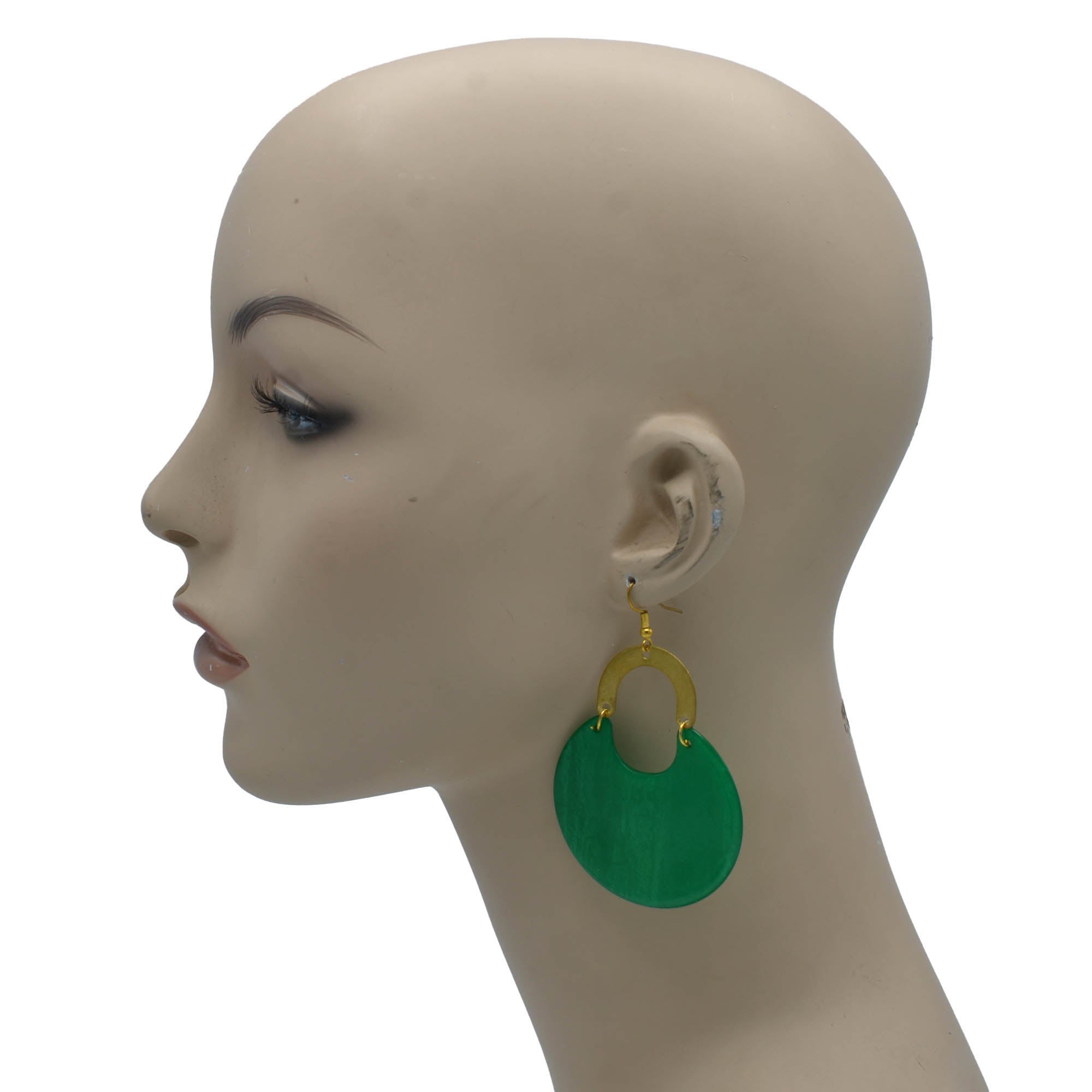 GOLD GREEN MARBLED RESIN DROP EARRINGS #FWNK-2202-113