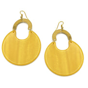 GOLD YELLOW MARBLED RESIN DROP EARRINGS #FWNK-2202-114