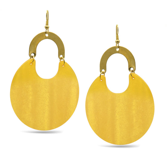 GOLD YELLOW MARBLED RESIN DROP EARRINGS #FWNK-2202-114