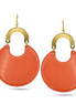 GOLD DARK ORANGE MARBLED RESIN DROP EARRINGS #FWNK-2202-115