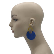GOLD BLUE MARBLED RESIN DROP EARRINGS #FWNK-2202-116A(OG20)