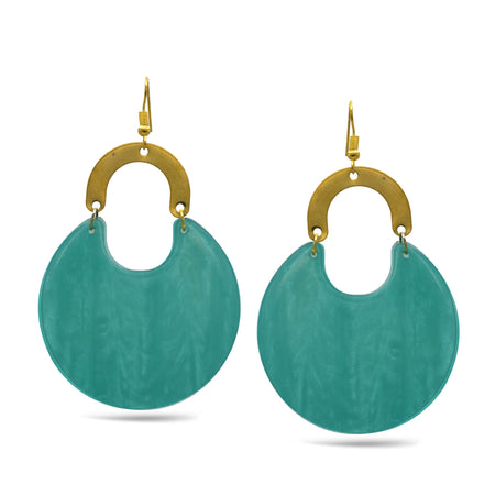GOLD TURQUOISE MARBLED RESIN DROP EARRINGS #FWNK-2202-117