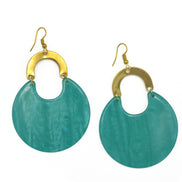 GOLD TURQUOISE MARBLED RESIN DROP EARRINGS #FWNK-2202-117