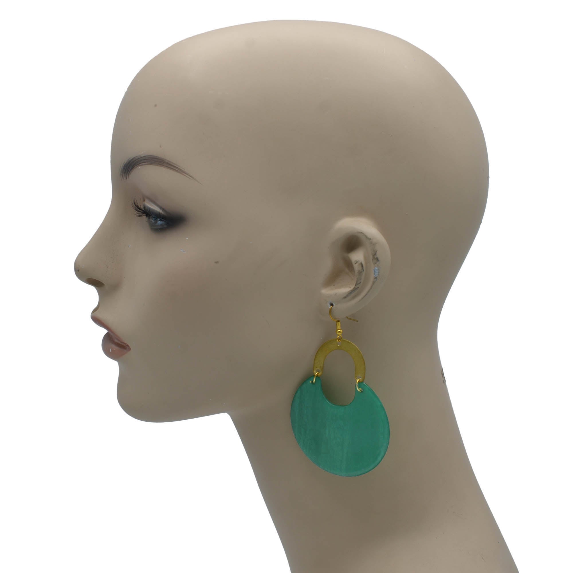 GOLD TURQUOISE MARBLED RESIN DROP EARRINGS #FWNK-2202-117