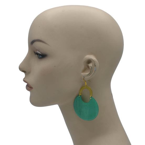 GOLD TURQUOISE MARBLED RESIN DROP EARRINGS #FWNK-2202-117