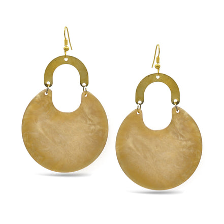 GOLD OFF-WHITE MARBLED RESIN DROP EARRINGS #FWNK-2202-118