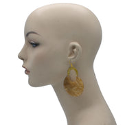GOLD OFF-WHITE MARBLED RESIN DROP EARRINGS #FWNK-2202-118
