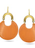 Gold Orange Marbled Resin Drop Earrings #FWNK-2202-116OPT1(OF21)