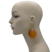 Gold Orange Marbled Resin Drop Earrings #FWNK-2202-116OPT1(OF21)