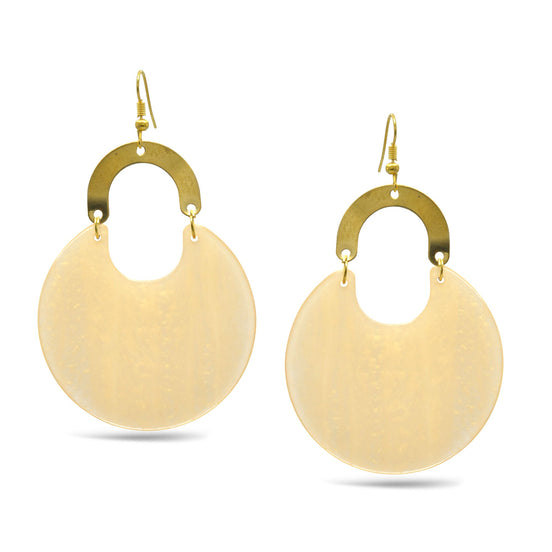 GOLD CREAME MARBLED RESIN DROP EARRINGS #FWNK-2202-121