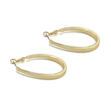 GOLD AND CREAM EPOXY OVAL EARRINGS #HNE90728GD