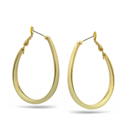 GOLD AND CREAM EPOXY OVAL EARRINGS #HNE90728GD