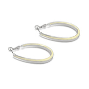 SILVER AND CREAM EPOXY OVAL EARRINGS #HNE90728SL (GE7)