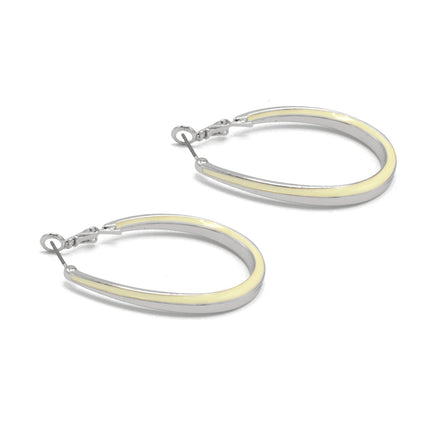 SILVER AND CREAM EPOXY OVAL EARRINGS #HNE90728SL (GE7)