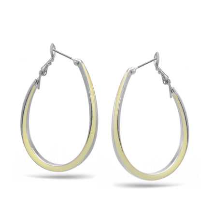 SILVER AND CREAM EPOXY OVAL EARRINGS #HNE90728SL