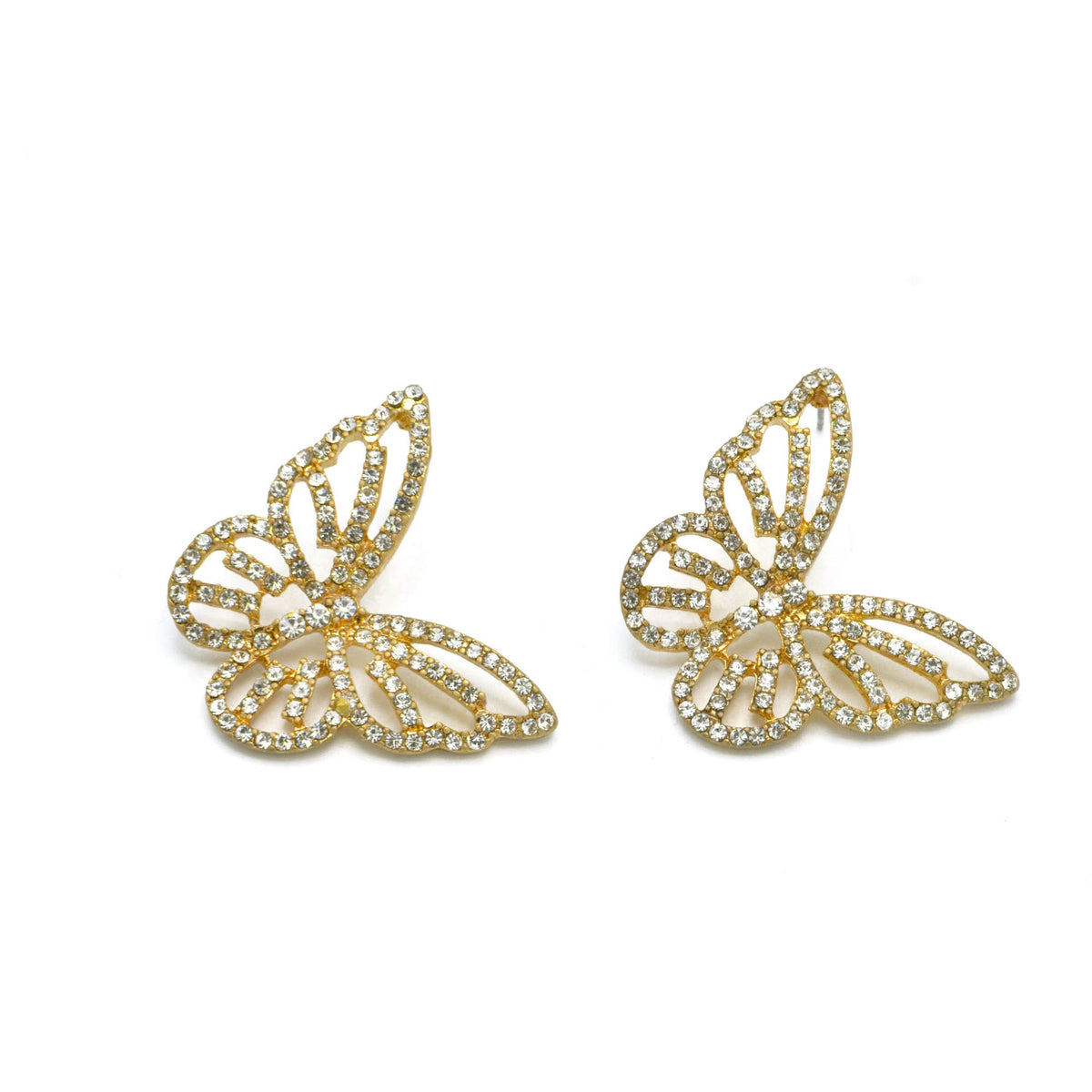GOLD CRYSTAL BUTTERFLY EARRINGS #HNE90729GD (GE6)